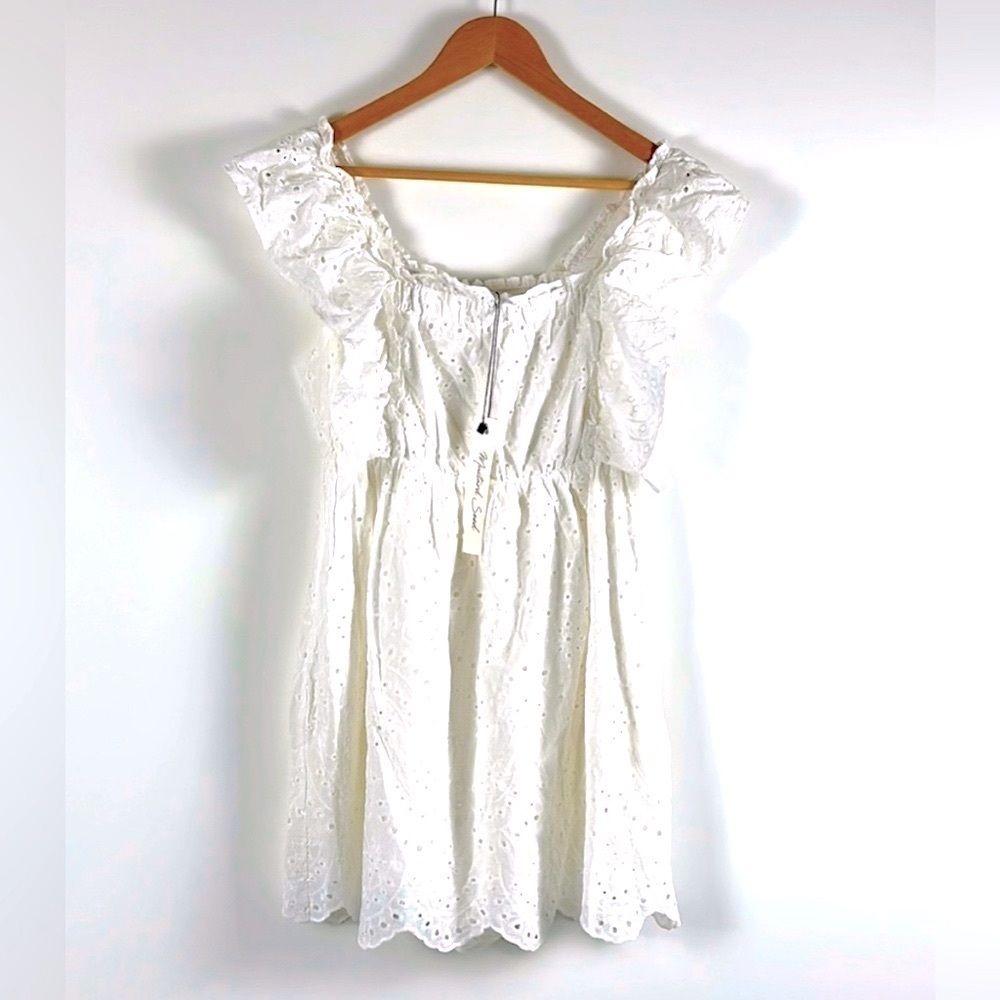 Women’s White Eyelet Off-Shoulder Dress